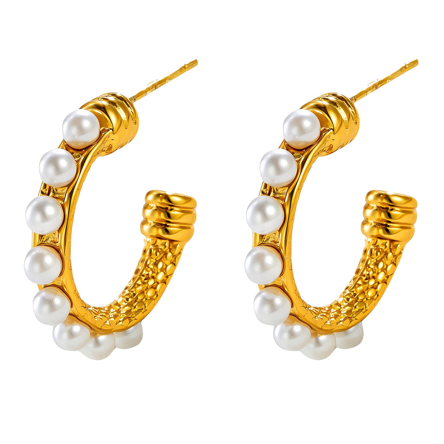 Half moon pearl earring