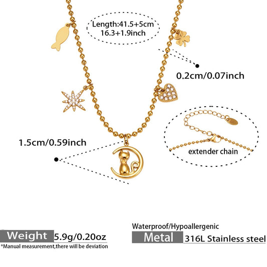 18K Gold Plated Celestial Charm Necklace