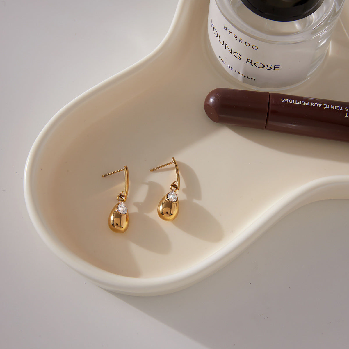18K Gold Plated Teardrop Zircon Drop Earrings