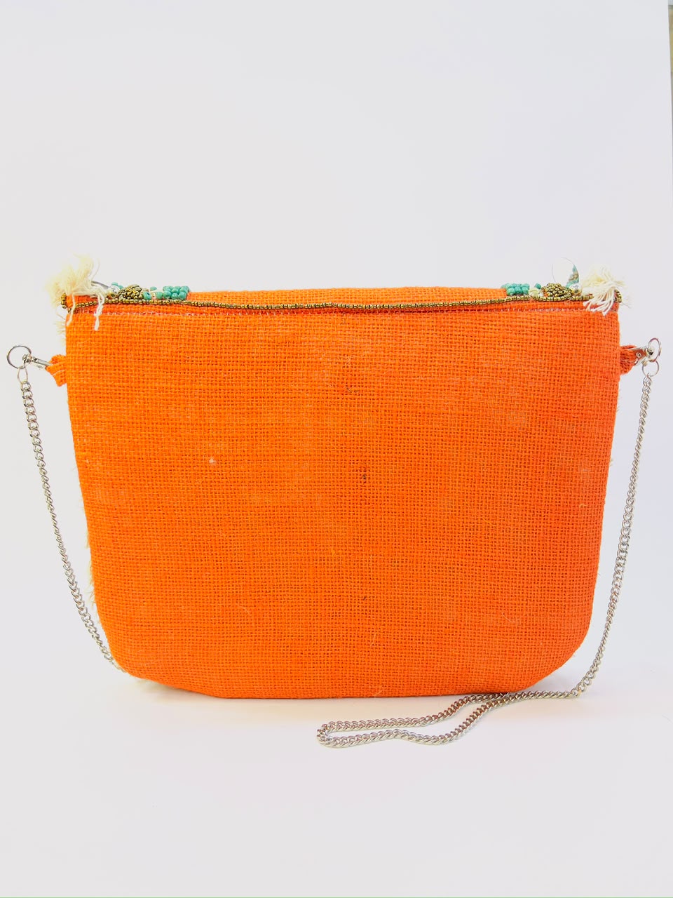 Colorful Bohemian Banjara Beaded Handbag Orange