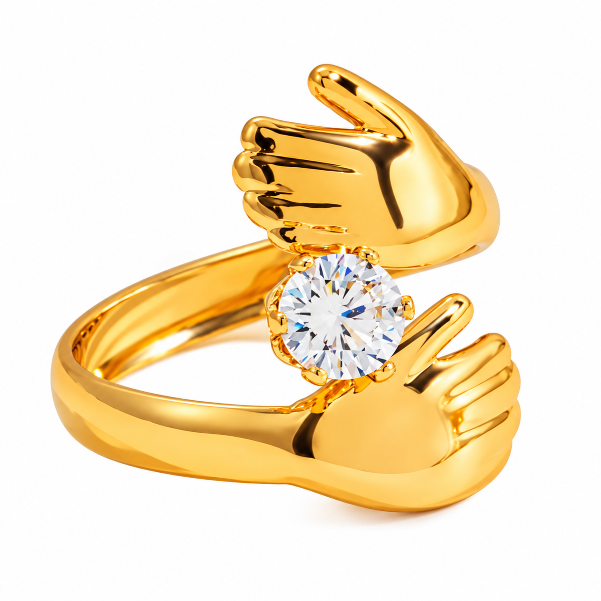 18K Gold PVD Zircon Statement Rings – Stainless Steel