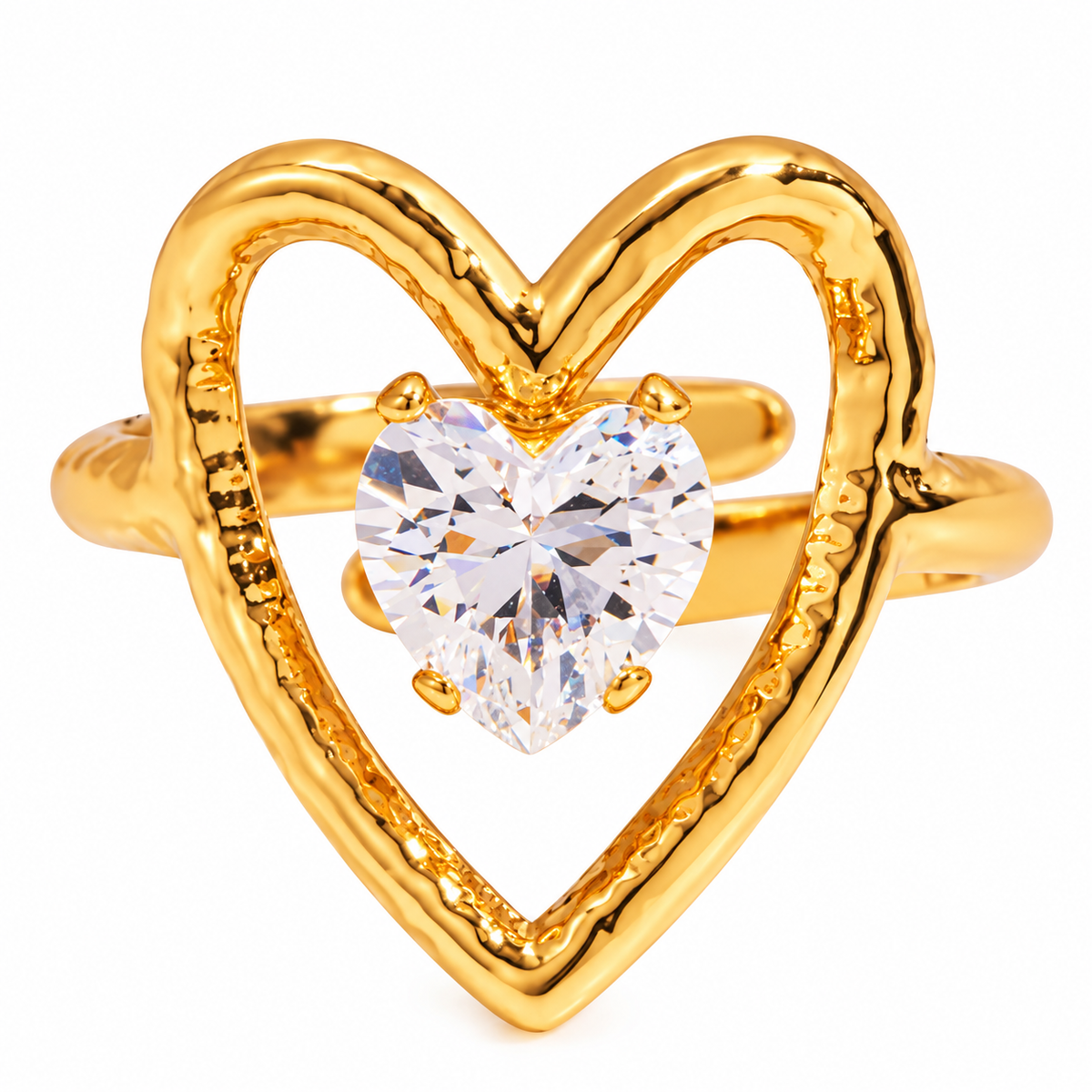 18K Gold PVD Zircon Statement Rings – Stainless Steel