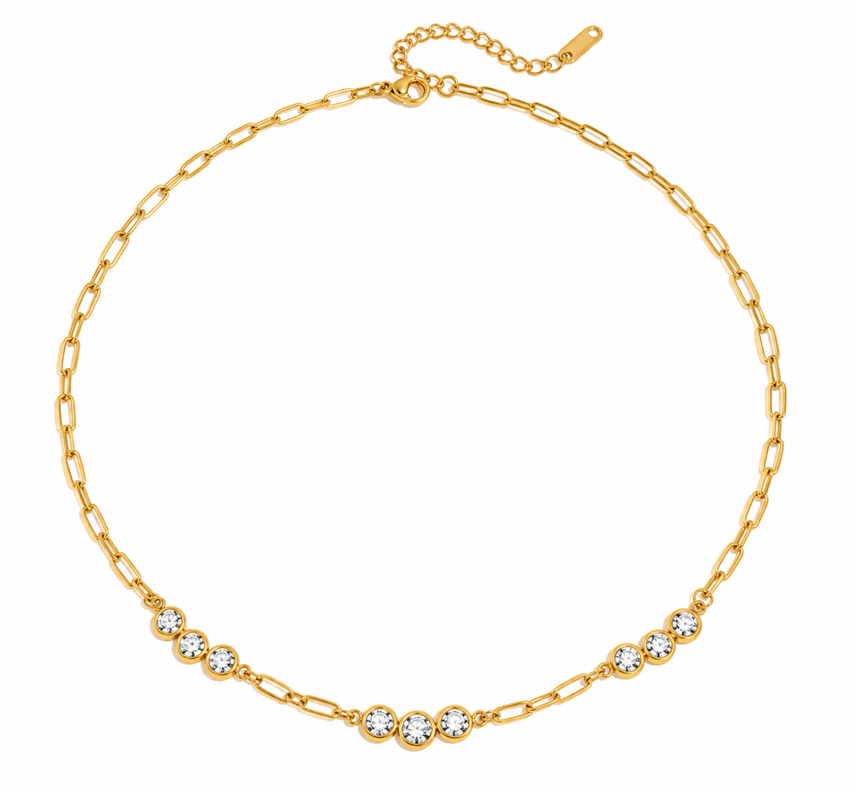 18K Gold Plated Zircon Paperclip Chain Necklace