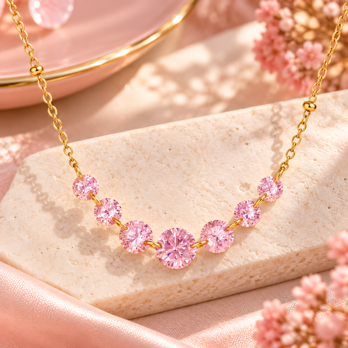 Pink Crystal Statement Necklace