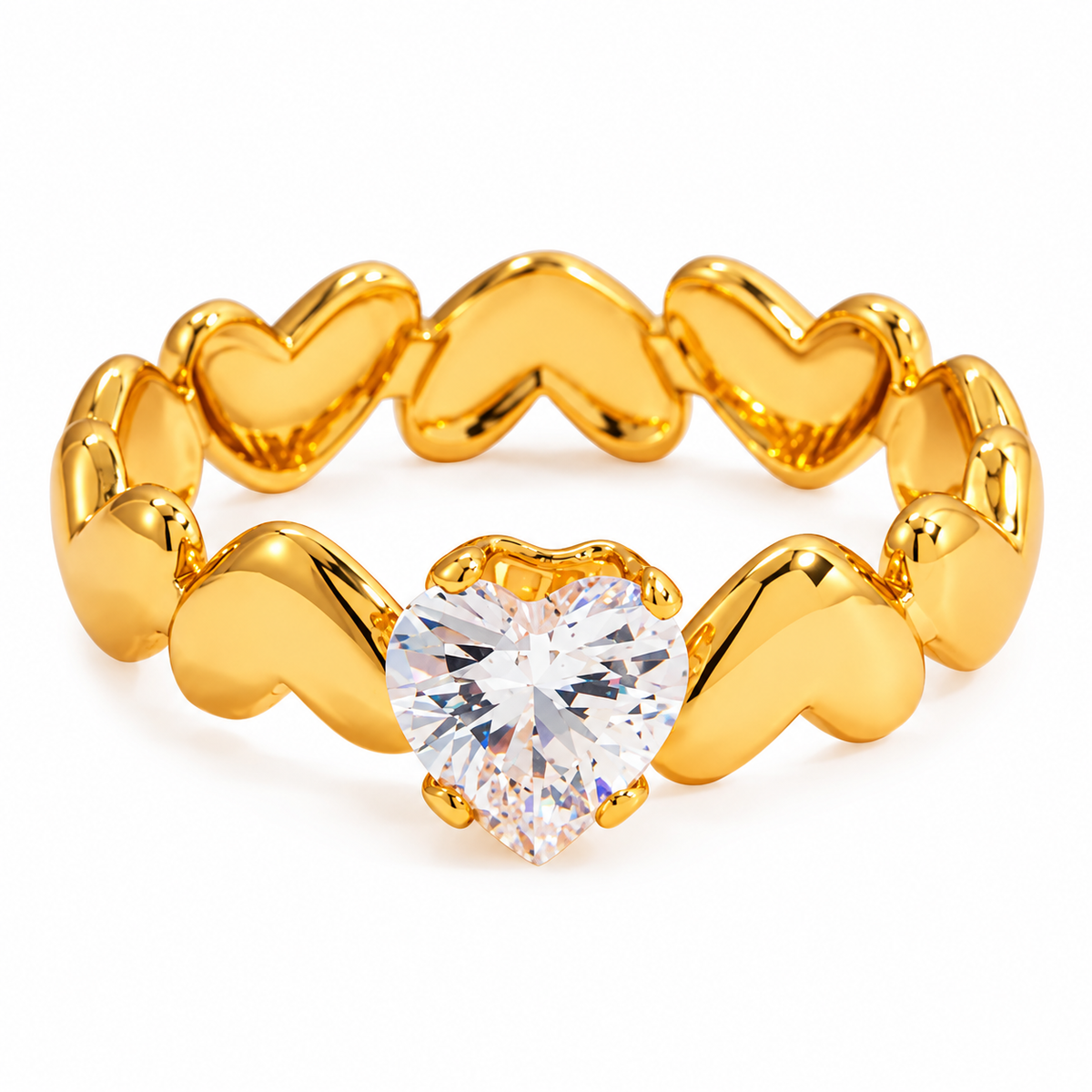 18K Gold PVD Zircon Statement Rings – Stainless Steel