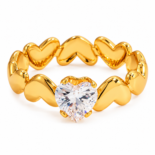18K Gold PVD Zircon Statement Rings – Stainless Steel