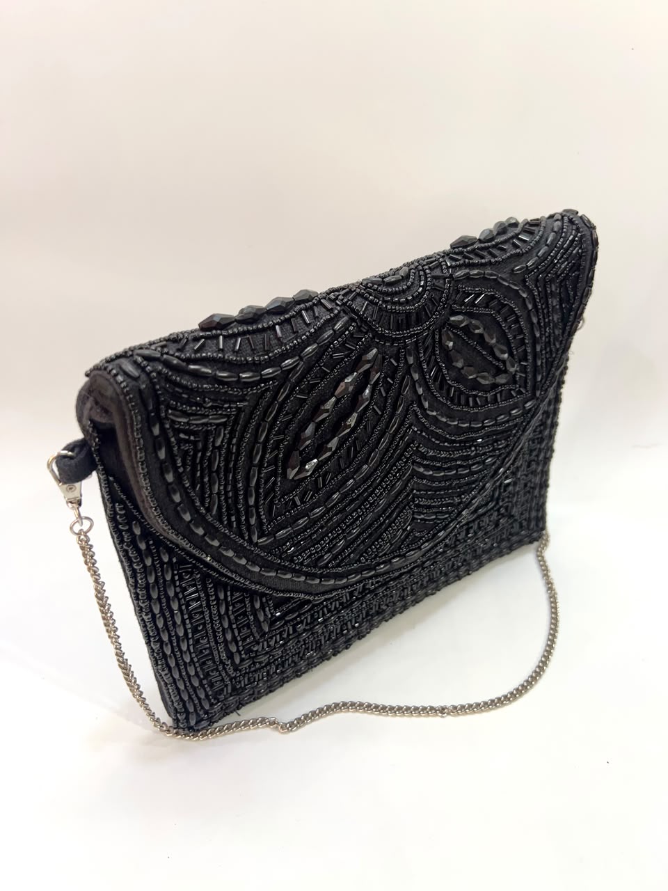 Colorful Bohemian Beaded Handbag Black