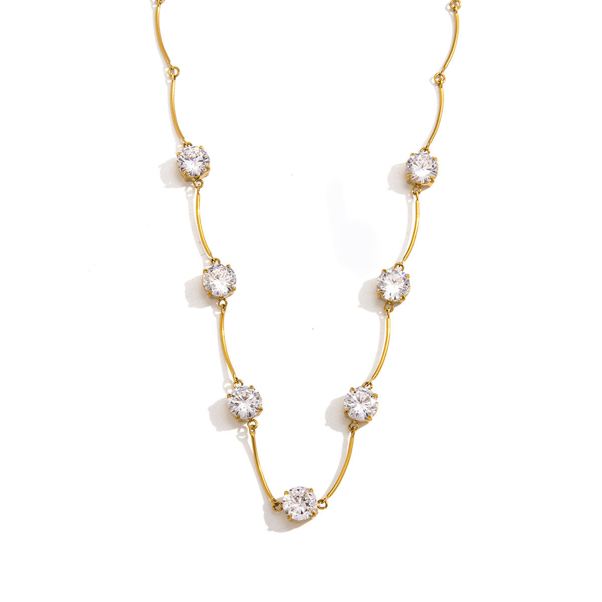 18K PVD Gold Plated Big CZ Stone Necklace