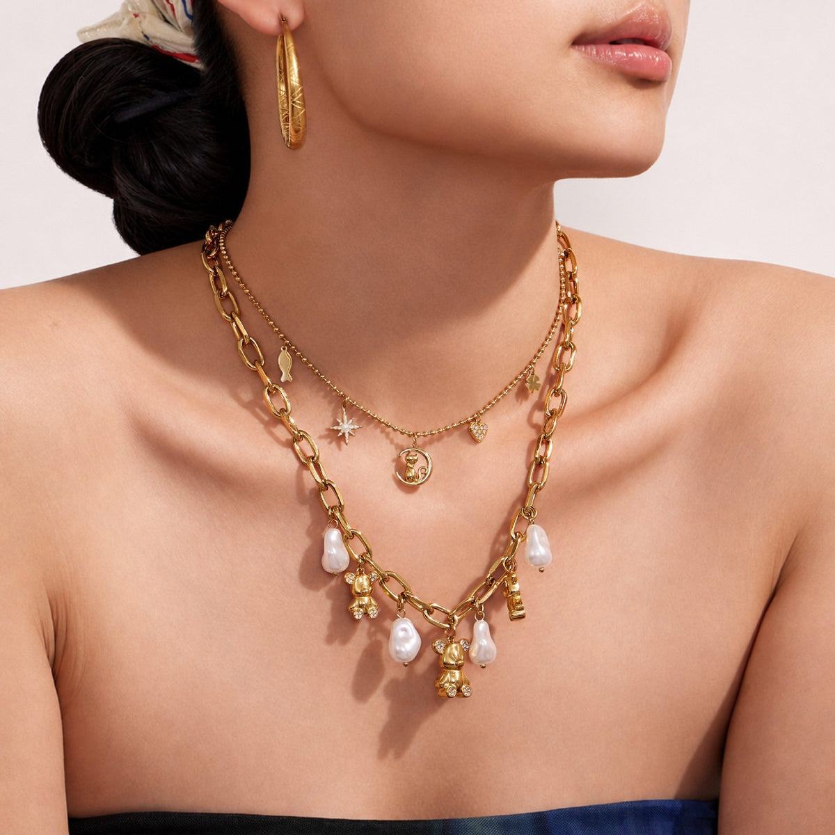 18K Gold Plated Celestial Charm Necklace