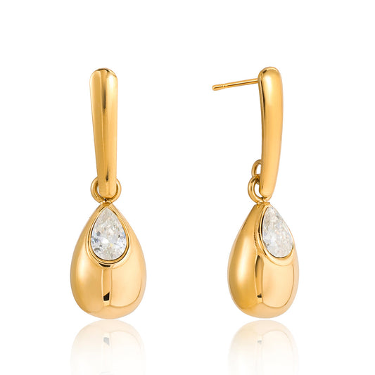 18K Gold Plated Teardrop Zircon Drop Earrings