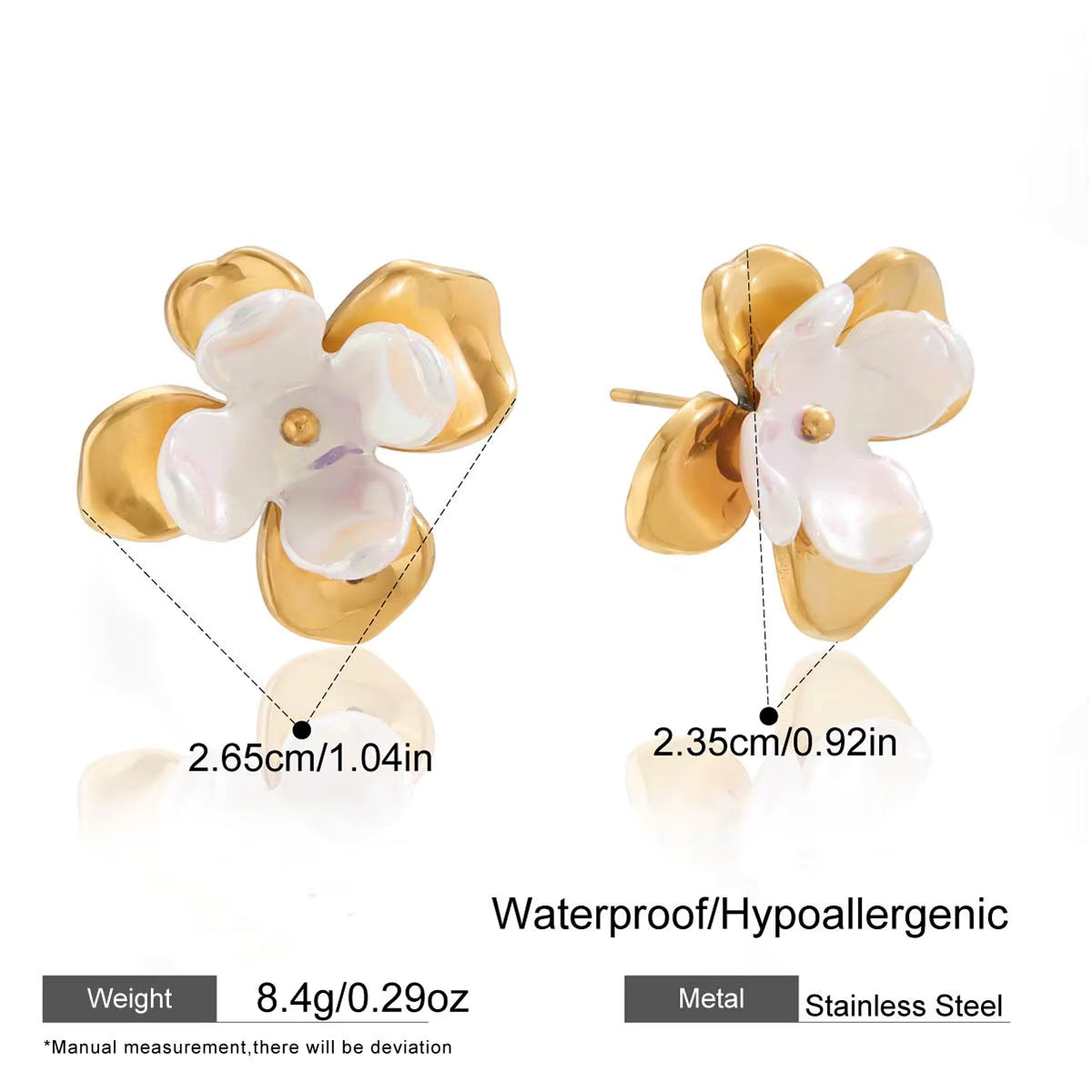 Pearl Blossom 18K Gold Plated Stud Earrings