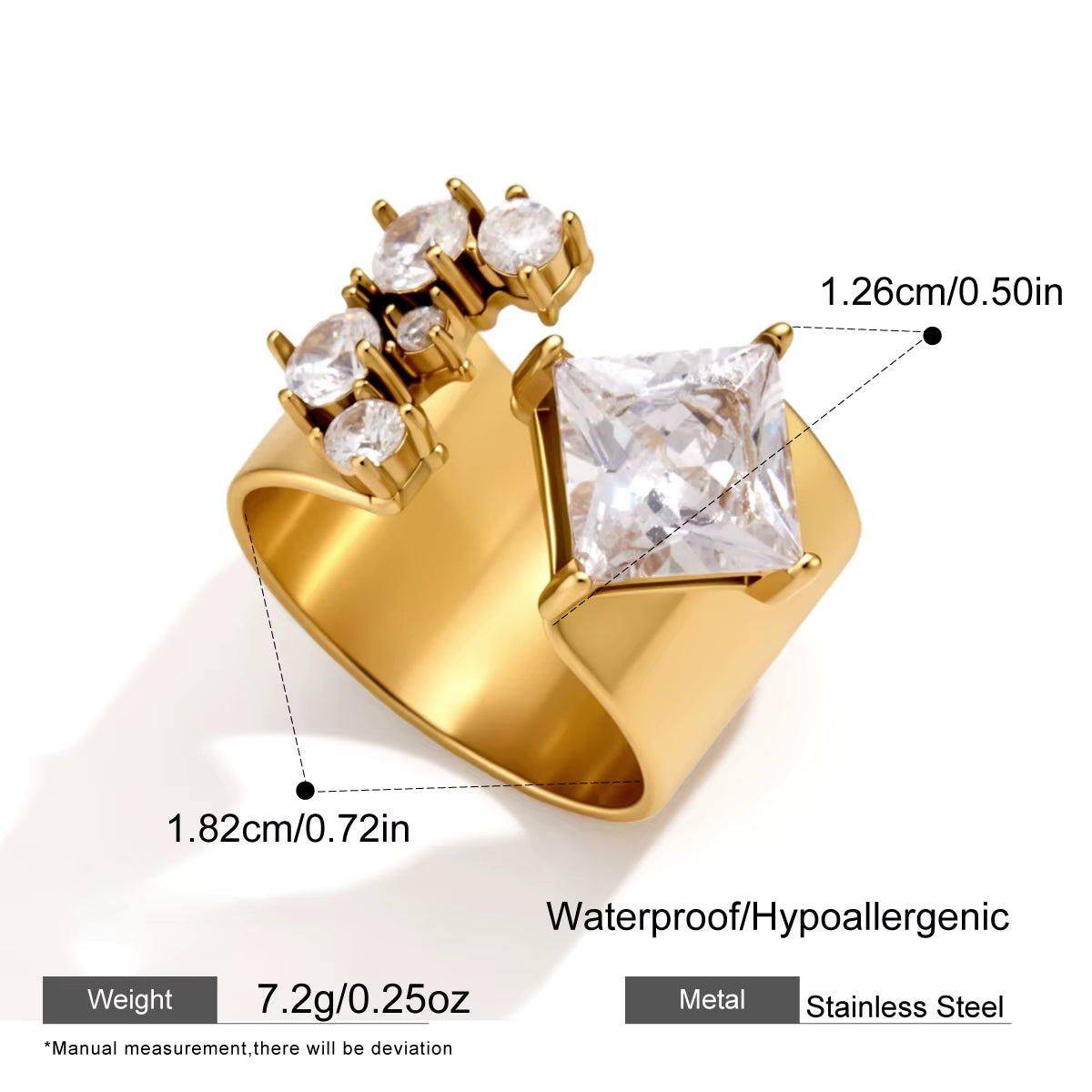 Gold CZ Statement Open Rings – 3 Designs