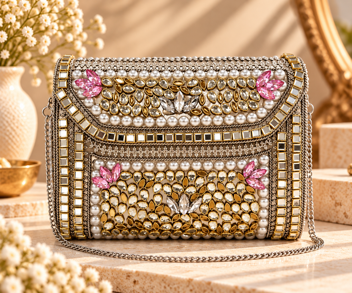 Artisan Glow Kundan Clutch Box