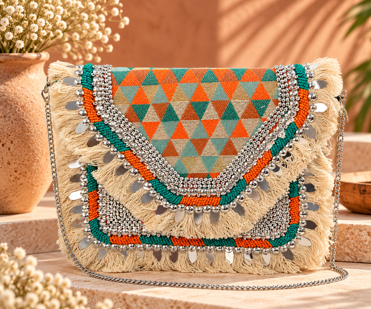 Colorful Bohemian Banjara Beaded Handbag Multicolour
