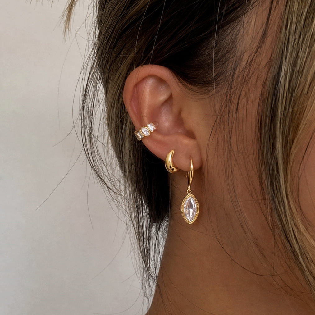 18K PVD Gold Plated marquise CZ Drop Earrings