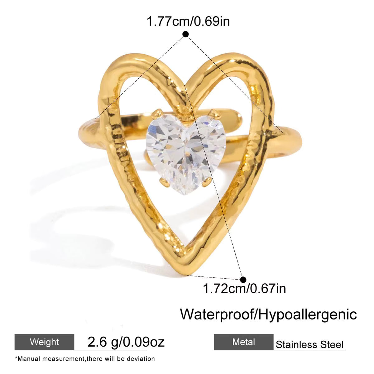 18K Gold PVD Zircon Statement Rings – Stainless Steel