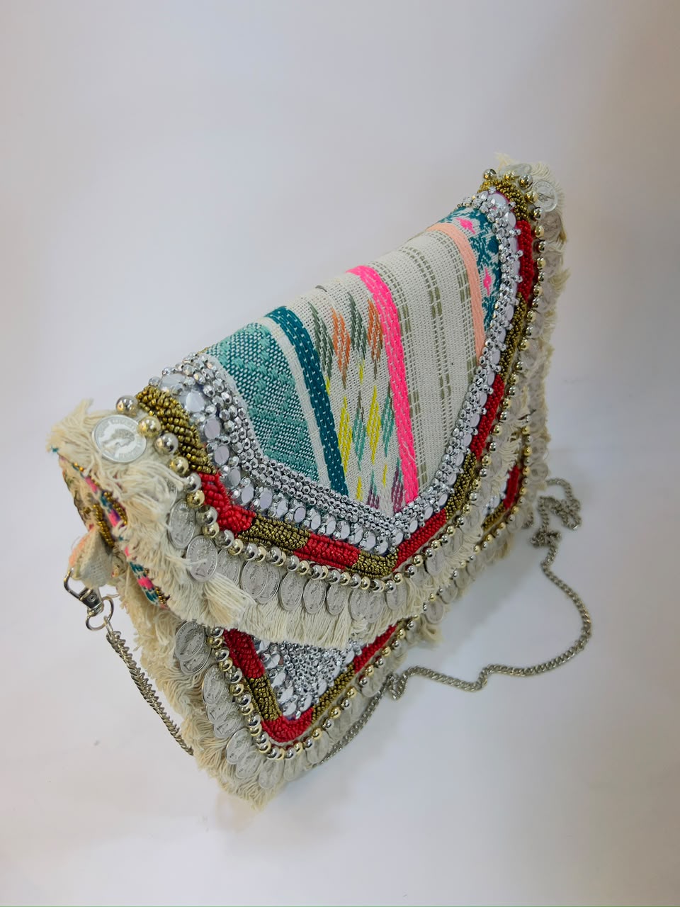 Colorful Bohemian Banjara Beaded Handbag Rainbow
