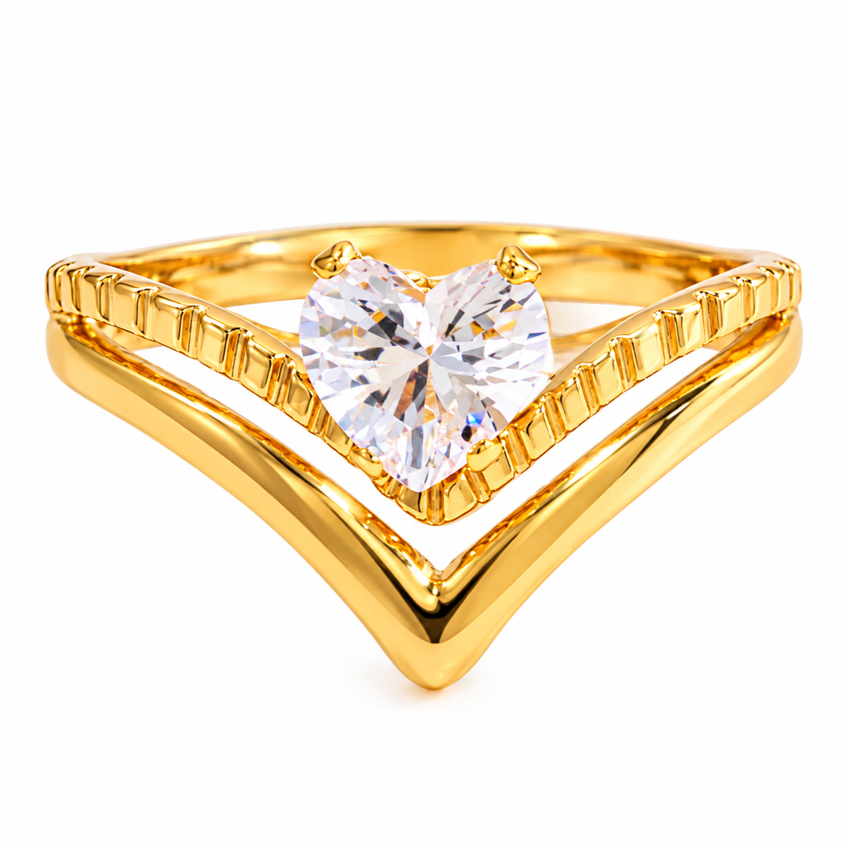 18K Gold PVD Zircon Statement Rings – Stainless Steel
