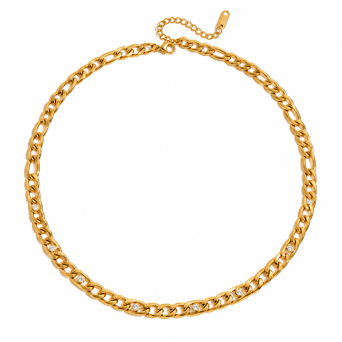 18K Gold Plated Crystal Curb Chain Necklace
